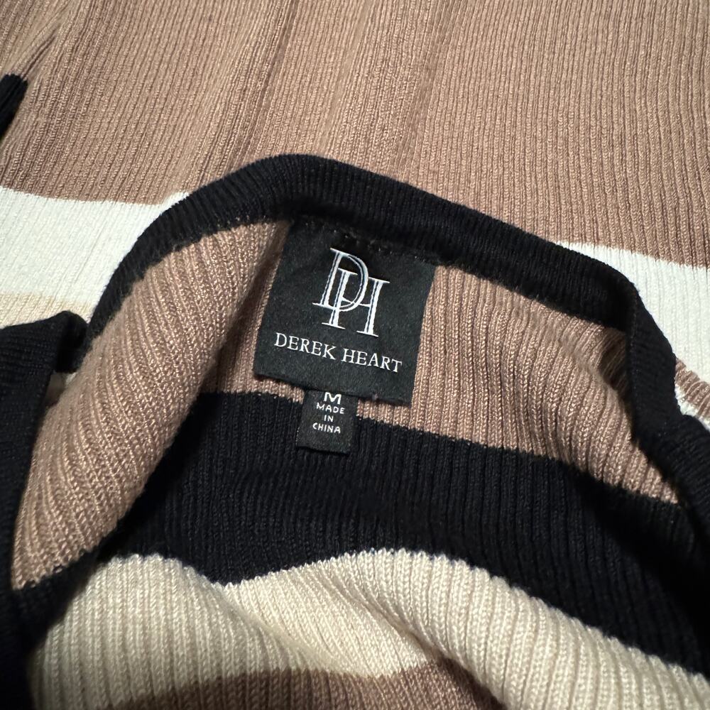 Derek Heart M Dress Ribbed Knit Bodycon Sweater Dress Midi Juniors Tan Black Crm - Picture 8 of 9